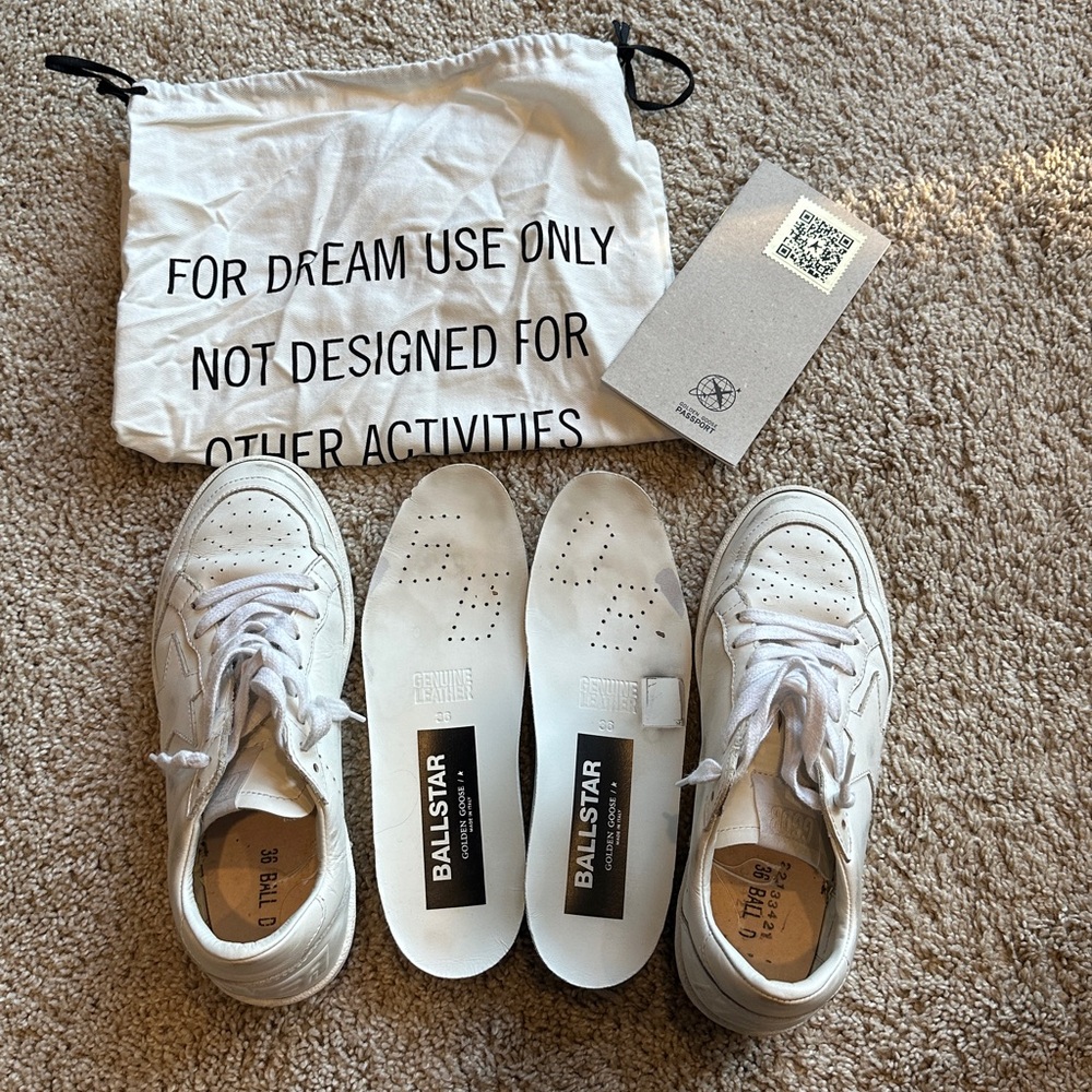 Golden Goose White Leather Star-Accent Low-Top Sneakers - Picture 3 of 5
